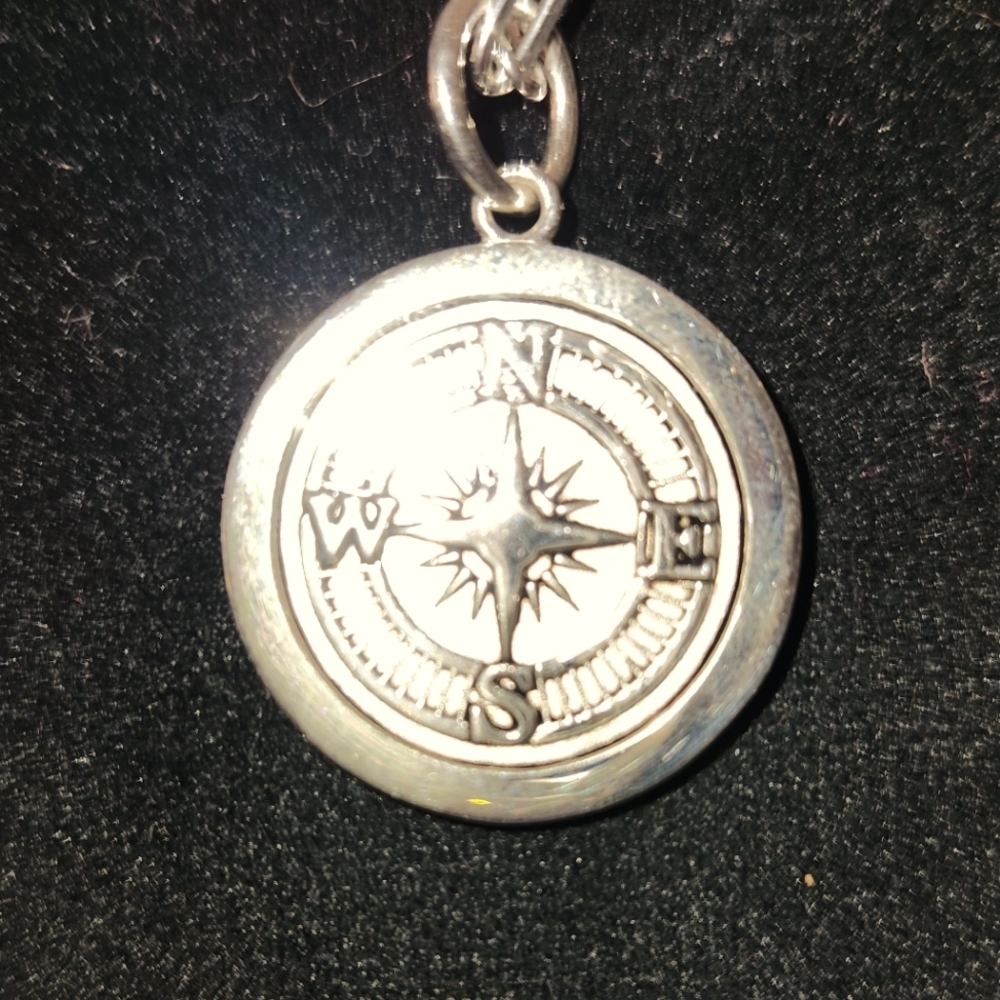 Lola NSEW pendant, Med size with 18" Sterling, paper clip chain